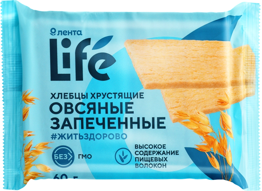 Хлебцы овсяные ЛЕНТА LIFE хрустящие запеченные, 60г