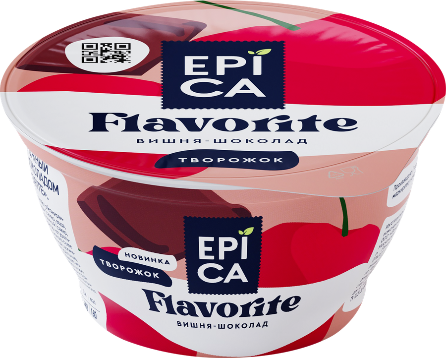 Десерт творожный EPICA Flavorite Вишня, шоколад 8,1%, без змж, 130г