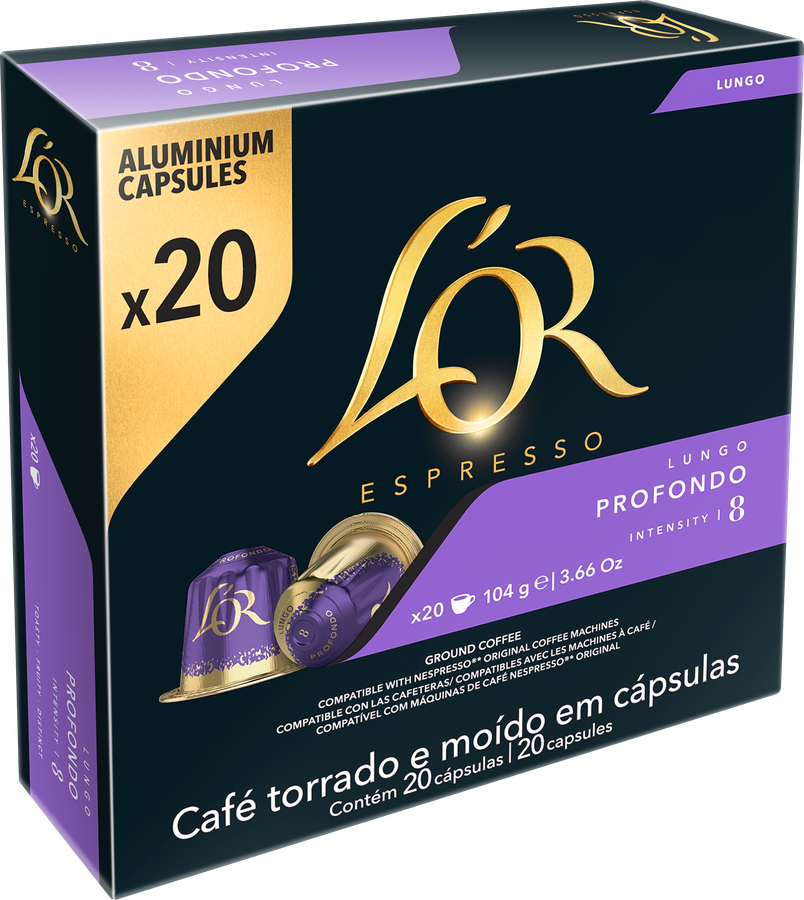 Кофе в капсулах L'OR Espresso Lungo Profondo натуральный жареный  молотый, 20кап, предпросмотр