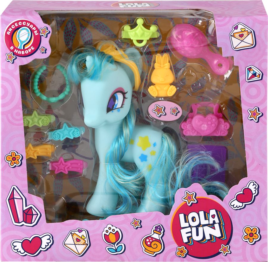 Набор игровой LOLA FUN Пони 14см, с аксессуарами, 13 предметов, Арт. 63811 C-D, превью