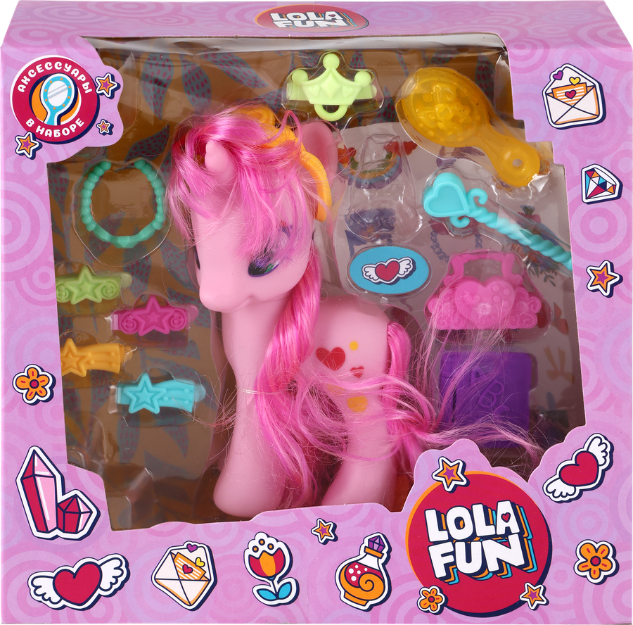 Набор игровой LOLA FUN Пони 14см, с аксессуарами, 13 предметов, Арт. 63811 C-D, предпросмотр