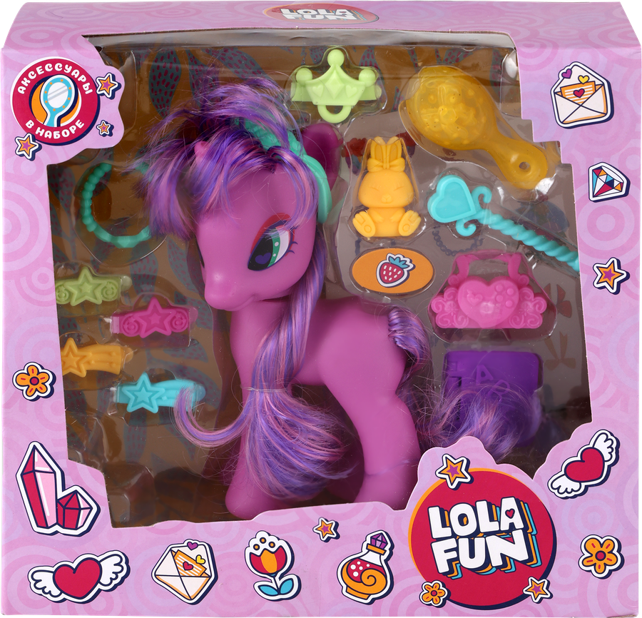 Набор игровой LOLA FUN Пони 14см, с аксессуарами, 13 предметов, Арт. 63811 C-D, предпросмотр