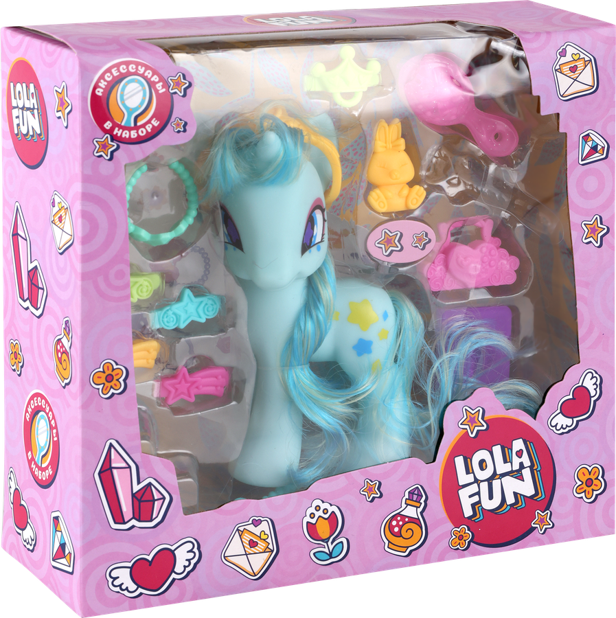 Набор игровой LOLA FUN Пони 14см, с аксессуарами, 13 предметов, Арт. 63811 C-D, превью