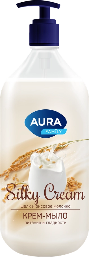 Крем-мыло AURA Silky Cream Шелк и рисовое молочко, 1л