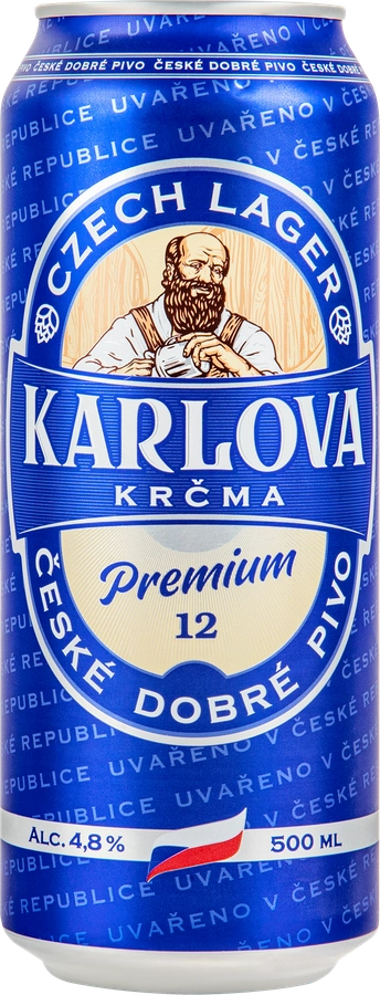 Пиво светлое KARLOVA KRCMA PREMIUM фильтрованное пастеризованное 4,8%, 0.5л