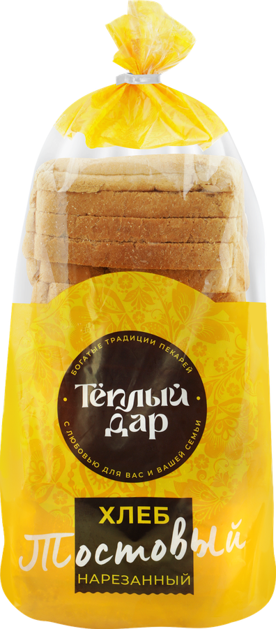 Хлеб ТЕПЛЫЙ ДАР Тостовый, в нарезке, 500г, предпросмотр