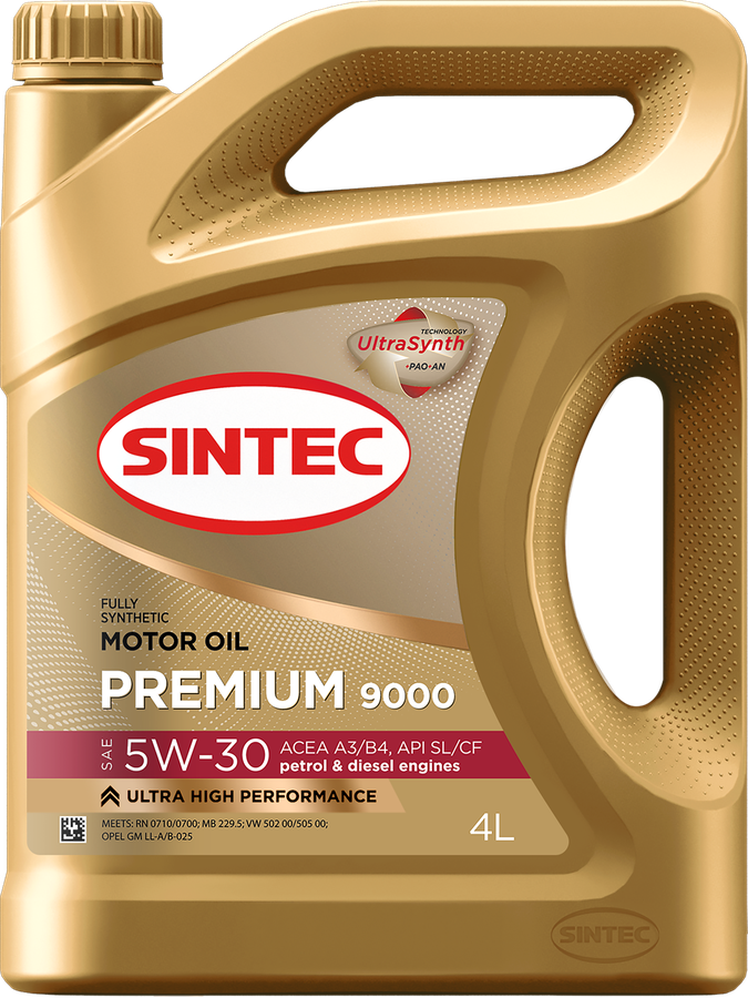 Масло моторное SINTEC Premium 9000 5W–30 A3/B4, 4л