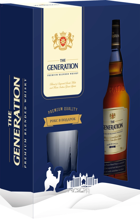 Виски THE GENERATION Premium купажированный 42,8%, с бокалом, п/у, 0.75л