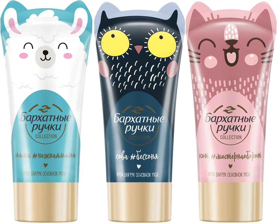 Набор подарочный женский БАРХАТНЫЕ РУЧКИ Funny Animals Крем для рук Основной уход Коллекция с ушастыми героями, 3х45мл, превью