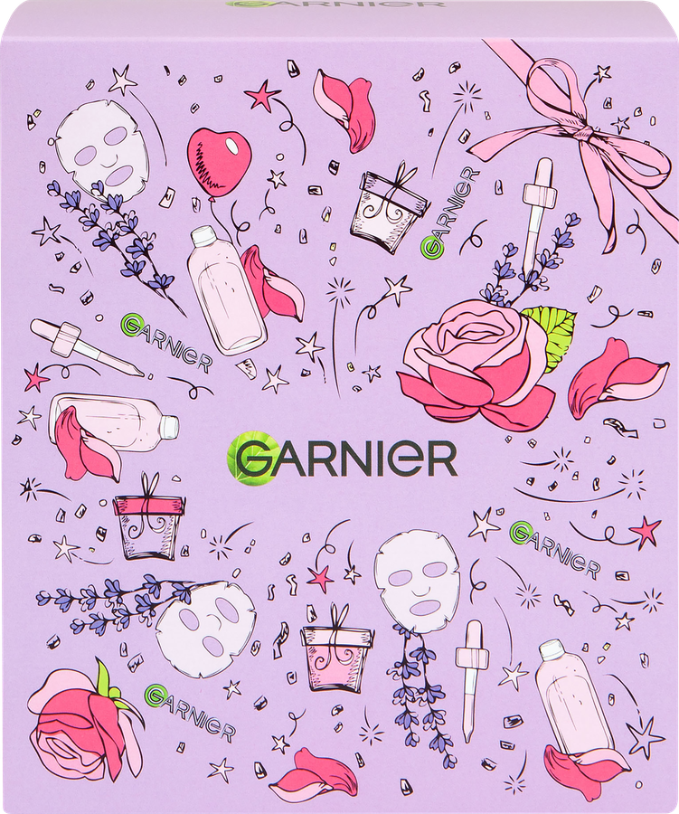 Набор подарочный женский GARNIER Маска тканевая для лица Skin naturals Увлажнение+антистресс для кожи со следами усталости