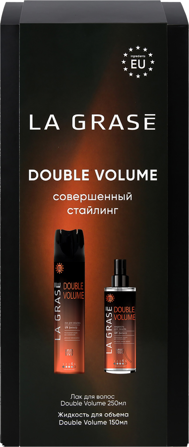 Набор подарочный женский LA GRASE Set Double Volum Лак для волос, 250мл+Жидкость для укладки волос, 150мл