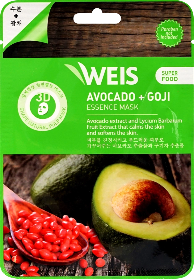 Маска для лица WEIS Super Food с авокадо и ягодами годжи, 23г