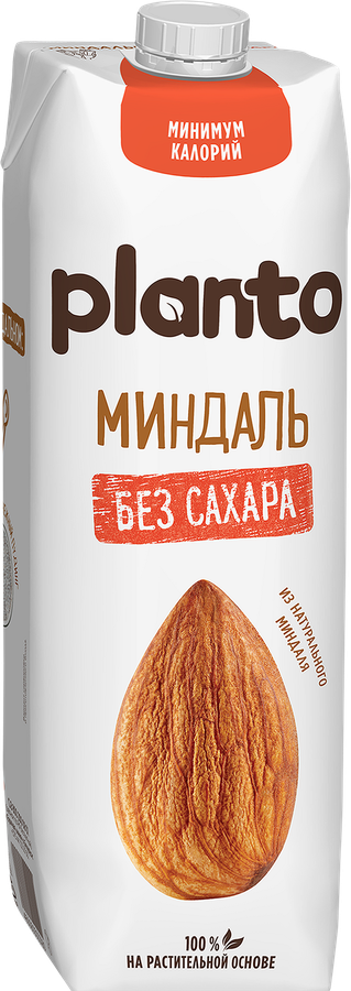Напиток растительный PLANTO Миндальный без сахара 1,2%, 1л