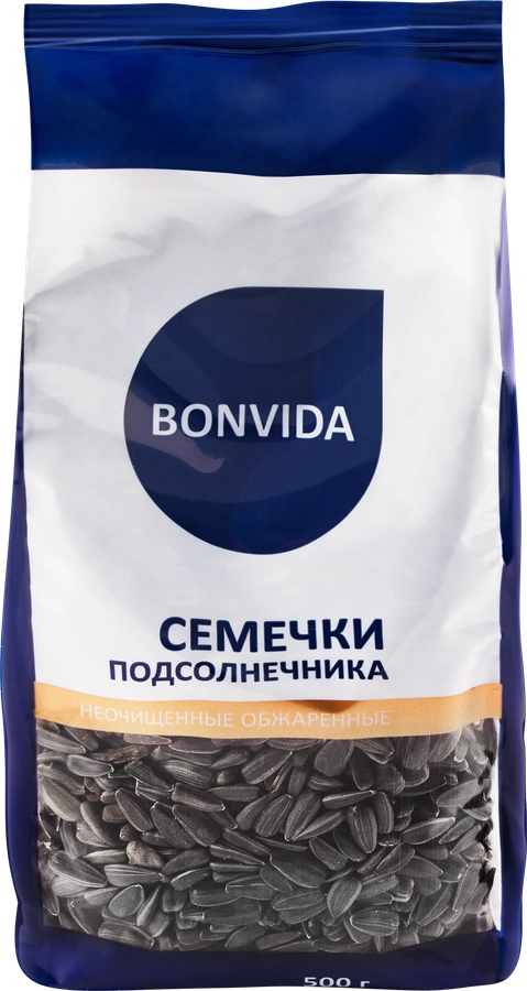 Семечки подсолнечника BONVIDA неочищенные обжаренные, 500г