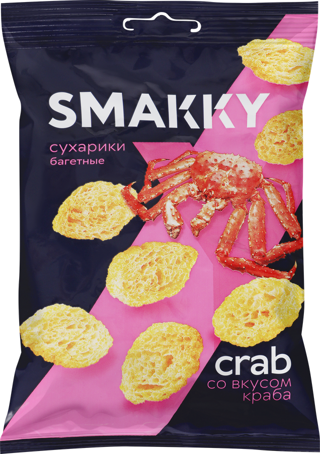 Сухарики пшеничные SMAKKY Краб, багетные, 50г