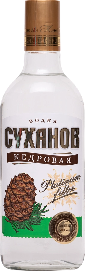 Водка СУХАНОВ Кедровая 40%, 0.5л