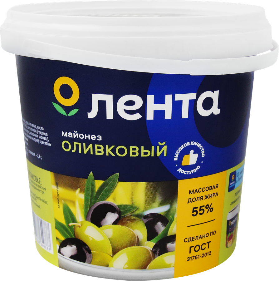 Майонез ЛЕНТА Оливковый 55%, 800мл