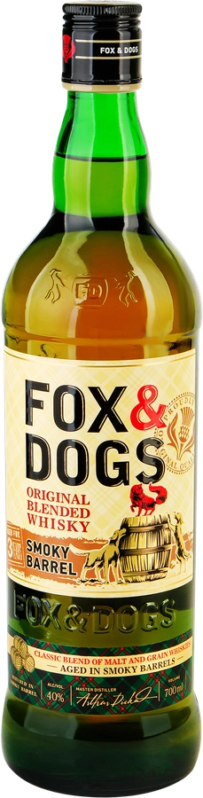 Виски FOX & DOGS Smoky Barrel купажированный 40%, 0.7л