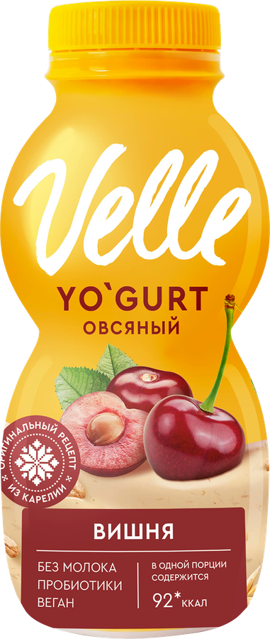 Продукт овсяный ферментированный питьевой VELLE Вишня, 230г