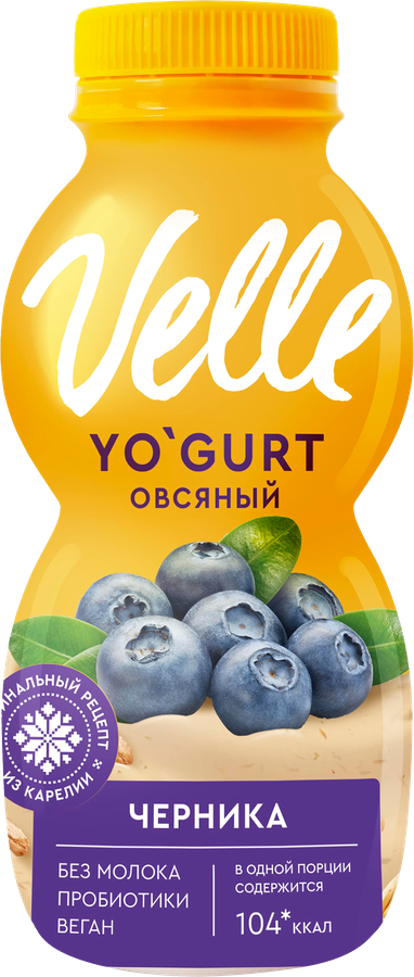 Продукт овсяный ферментированный питьевой VELLE Черника, 230г