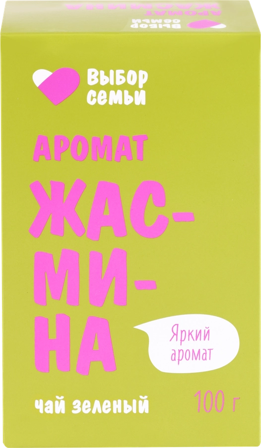 Чай зеленый ВЫБОР СЕМЬИ байховый с ароматом жасмина, крупнолистовой, 100г