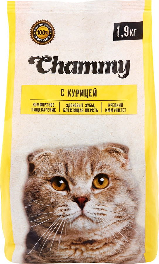 Корм сухой для кошек CHAMMY с курицей, 1,9кг