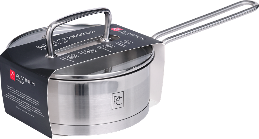 Ковш PLATINUM CHOICE с крышкой, нержавеющая сталь, 1.2л, Арт. AD-KP1