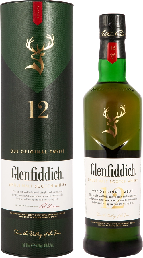 Виски GLENFIDDICH Шотландский солодовый 12 лет 40%, п/у, 0.7л