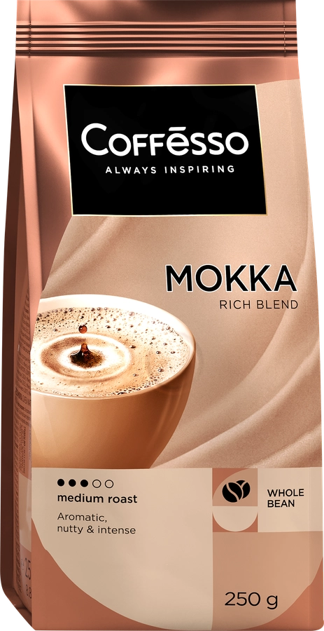 Кофе зерновой COFFESSO Mokka жареный, 250г