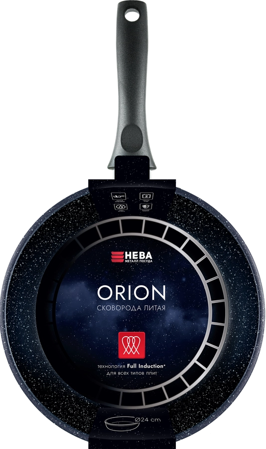 Сковорода НЕВА МЕТАЛЛ ПОСУДА Orion 24см, индукция, литой алюминий, Арт. OR124i