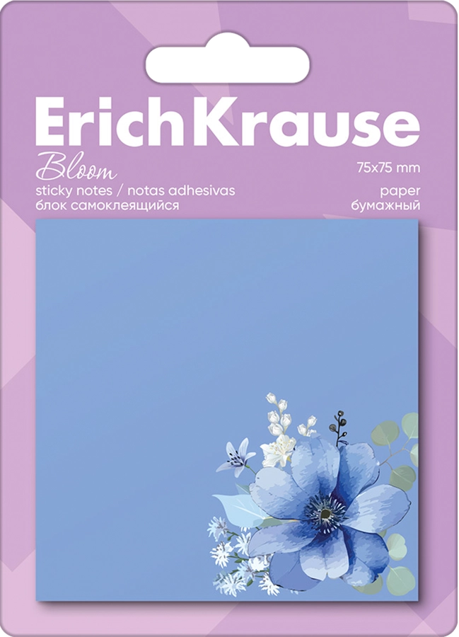 Блок для записей ERICHKRAUSE Pastel bloom самоклеящийся, 7,5х7,5см, 50 листов, Арт. 61664