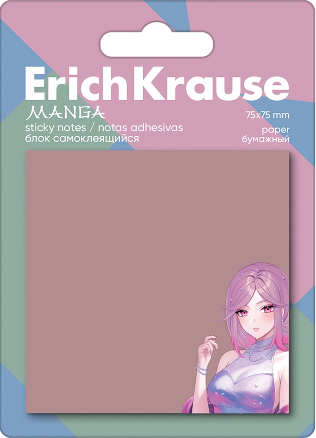 Блок для записей ERICHKRAUSE Manga самоклеящийся, 7,5х7,5см, 50 листов, Арт. 61665