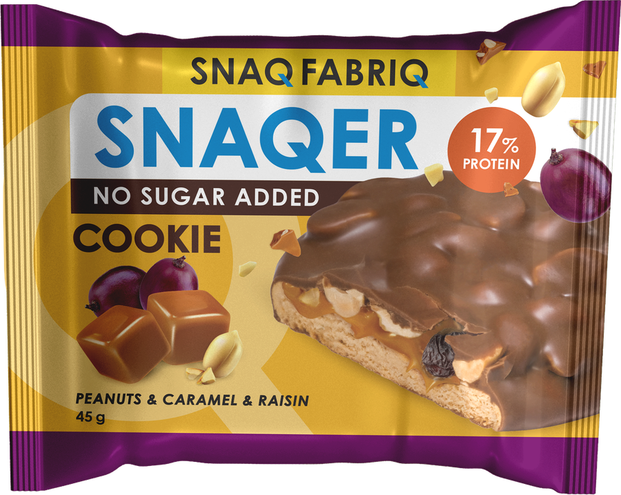 Печенье SNAQ FABRIQ Арахис, изюм и карамель, глазированное, 45г