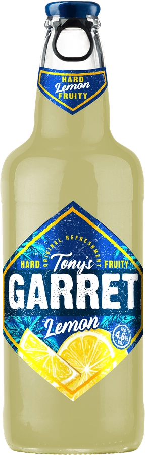 Напиток пивной TONY'S GARRET Hard Lemon пастеризованный 4,6%, 0.4л