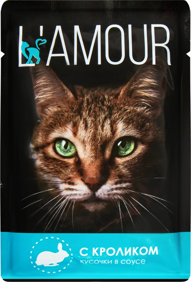 Корм консервированный для кошек L’AMOUR с кроликом в соусе, 75г