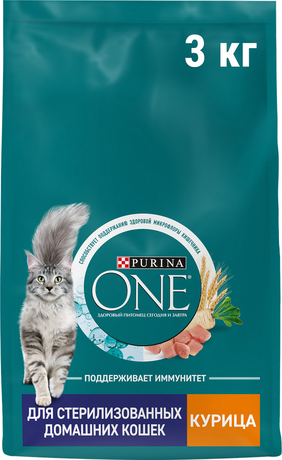 КормсухойдлякошекPURINAONEКурица,длястерилизованных,3кг