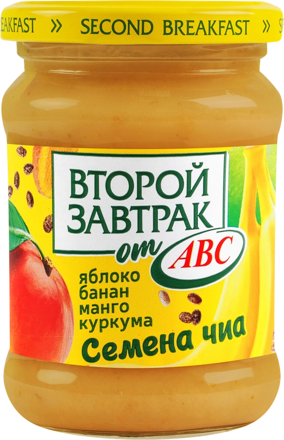 Десерт фруктово-злаковый ВТОРОЙ ЗАВТРАК ОТ ABC Яблоко, банан и манго, с семенами чиа и куркумой, 250г