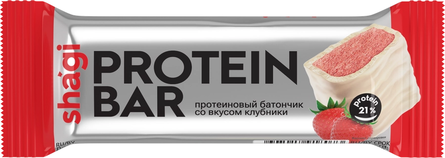 Батончик протеиновый SHAGI с клубникой 21%, 40г