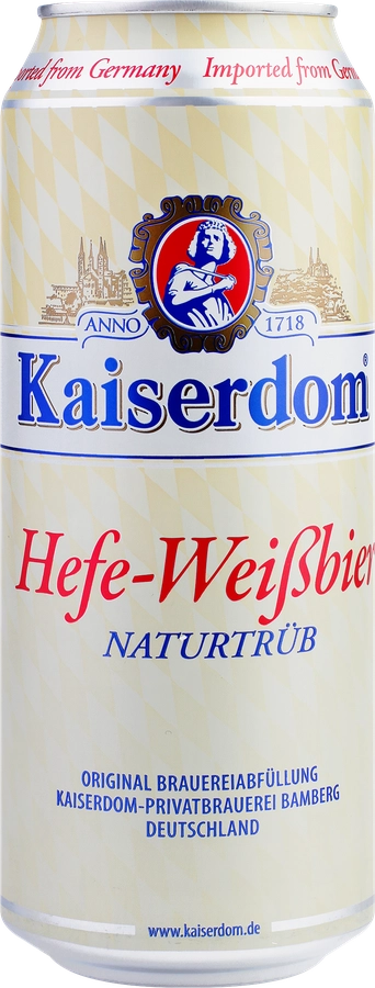 Пиво светлое KAISERDOM Хефе-Вайсбир нефильтрованное пастеризованное 4,7%, 0.5л