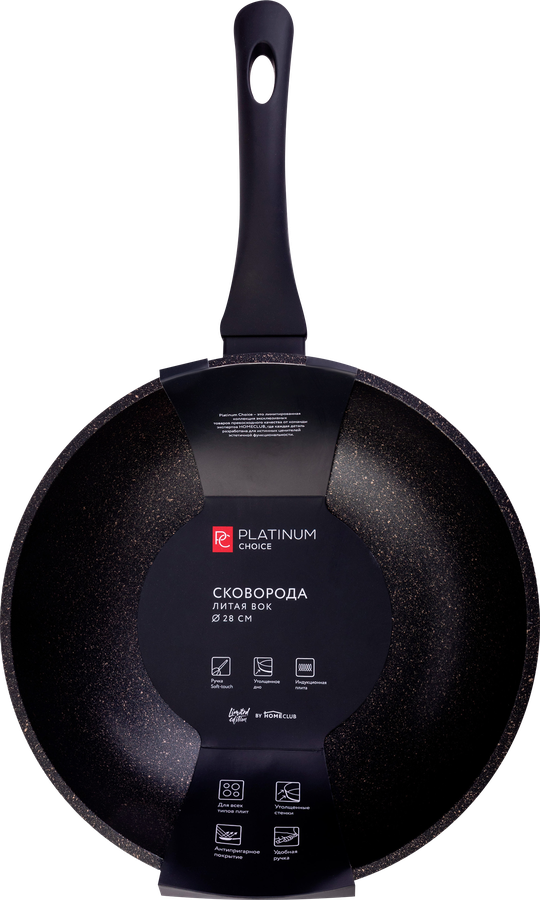 Сковорода-вок PLATINUM CHOICE 28см, литая, индукция, soft touch, Арт. PL-CH-28WK