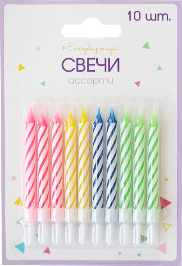 Свечи праздничные ПАКЕТИКО Happy Birthday разноцветные, 6,5см