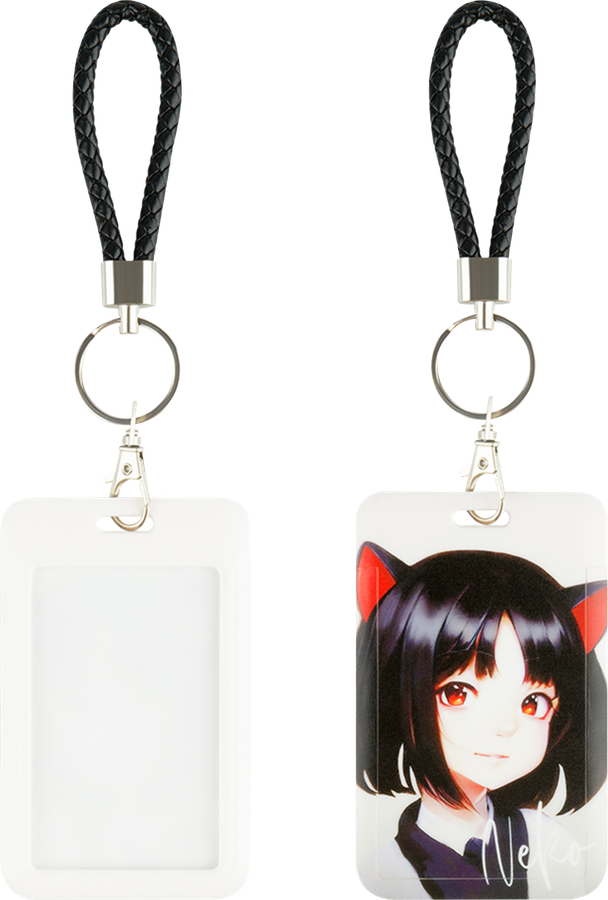 Бейдж вертикальный MESHU Kitsune, 11х7см, петля с карабином, 2D печать