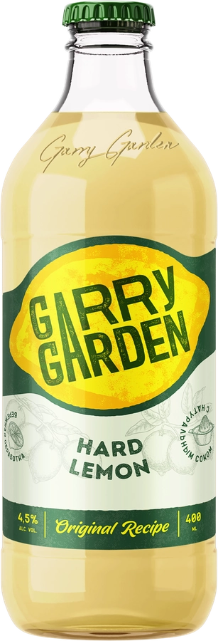 Напиток пивной GARRY GARDEN Hard Lemon со вкусом и ароматом лимона пастеризованный 4,5%, 0.4л