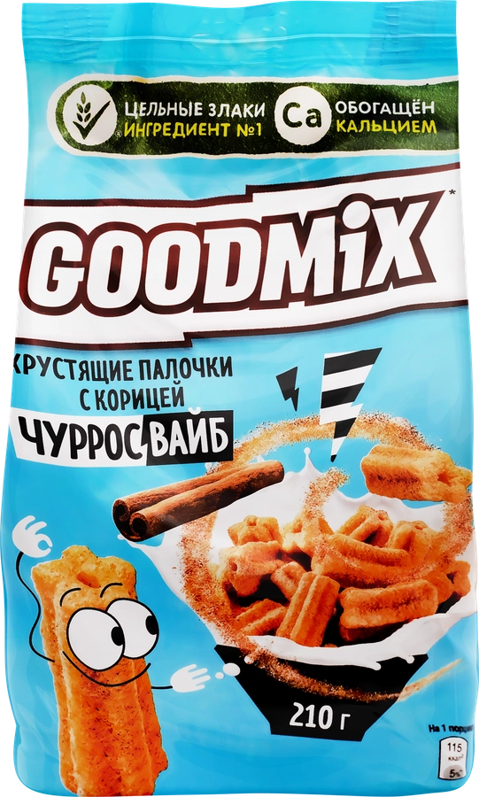 Готовый завтрак GOOD MIX Чурросвайб, хрустящие палочки с корицей, 210г