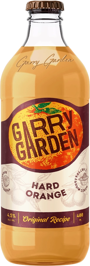 Напиток пивной GARRY GARDEN Hard Orange со вкусом и ароматом апельсина пастеризованный 4,5%, 0.4л