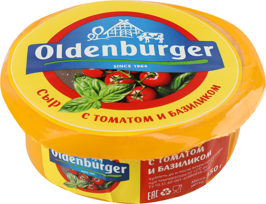 Сыр OLDENBURGER с томатом и базиликом 45%, без змж, 350г