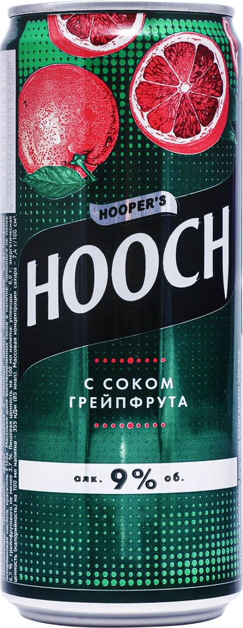 Напиток спиртной HOOCH Супер особый с соком грейпфрута газированный 9,0%, 0.33л