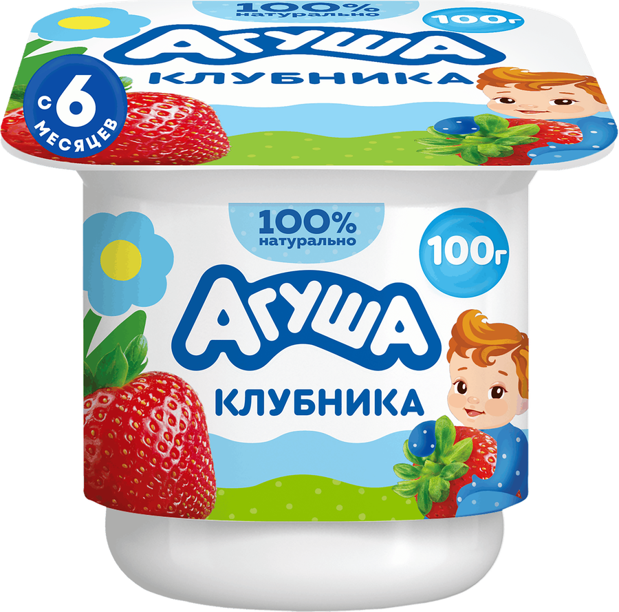 Творог детский АГУША фруктовый с клубникой 3,9%, с 6 месяцев, без змж, 100г