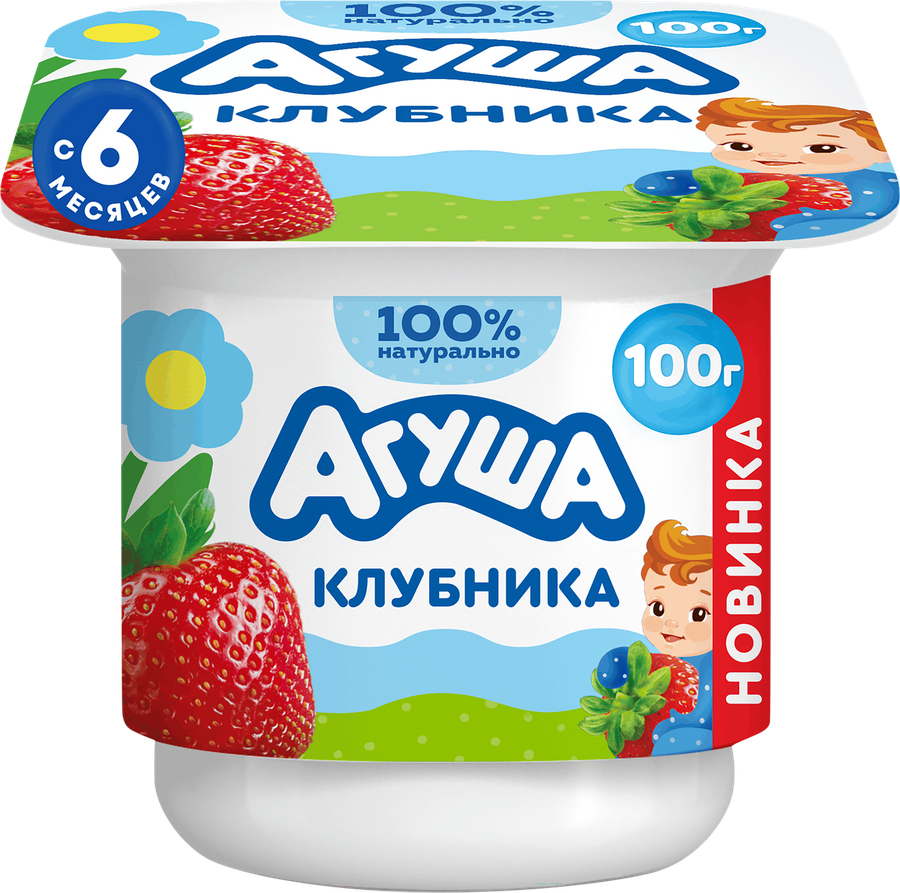Творог детский АГУША фруктовый с клубникой 3,9%, с 6 месяцев, без змж, 100г