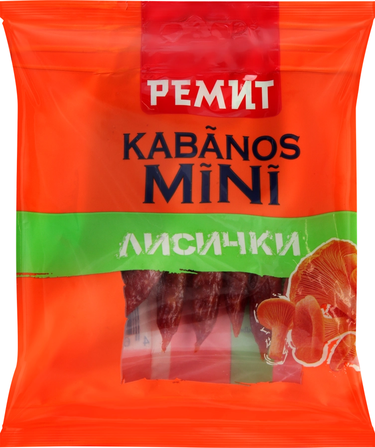 Колбаски сырокопченые РЕМИТ Kabanos Mini Лисички, 25г